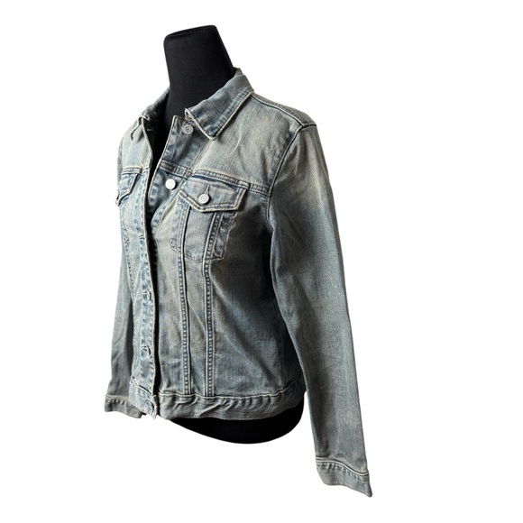 Gap Denim Blue Jean Jacket Stretch Women's Sz L Fall Timeless Grunge Classic 90s - Picture 3 of 9